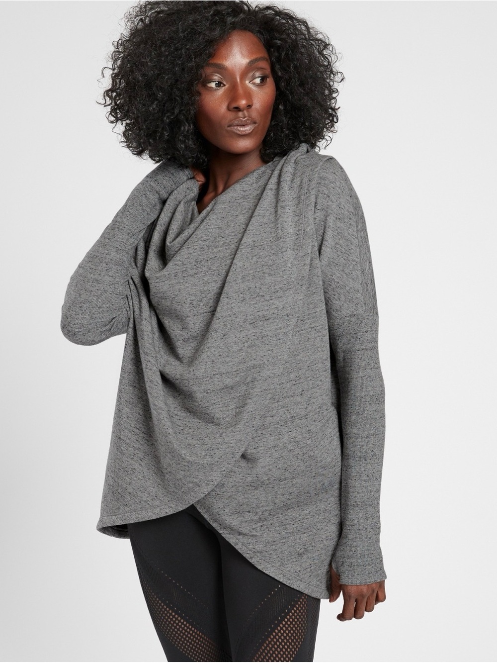 Athleta Purana Wrap Sweatshirt Hoodie Gray Medium